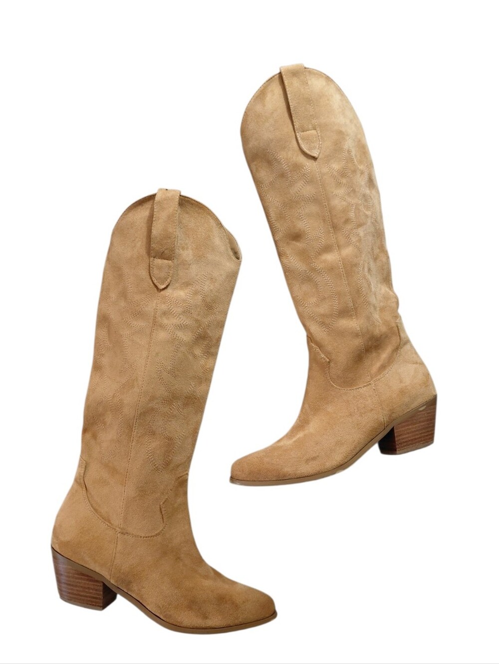 Bilini Knee-High Cowgirl Boots Size 7 Tan Suede Western Boots